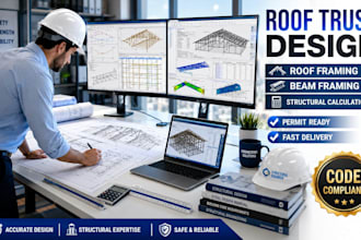 design roof truss, roof framing, beam truss framing and structural calculations