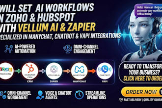 set ai workflows in zoho hubspot with vellum ai zapier manychat chatbot vapi