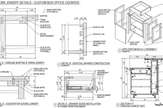 do deck, cabinet, joinery, millwork shop drawings with 2d cad and cutlist