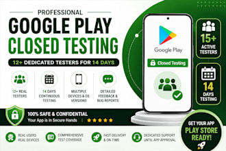 provide 12 testers for google play closed testing for 14 days 12 app tester, qr