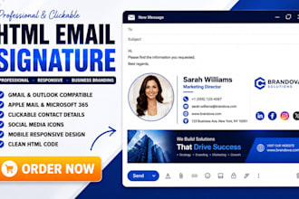 design clickable HTML email signature newsletter for gmail, outlook, apple mail