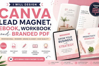 design canva lead magnet, ebook, workbook and branded PDF