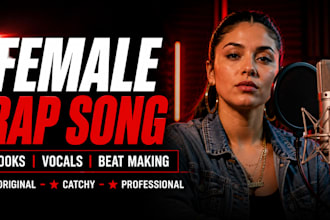 female rap song, rap songwriter, hit rap hook, pop, hip hop singer, beat making