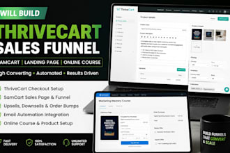 build thrivecart sales funnel samcart landing page online course funnel