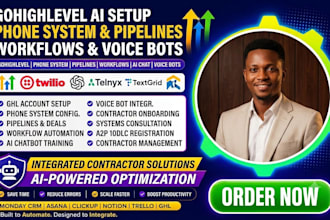 setup gohighlevel phone system pipelines workflows ai chat voice bots contractor