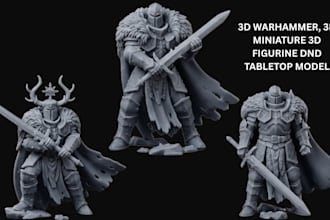 design and sculpt custom tabletop or dnd miniatures, warhammer for 3d printing