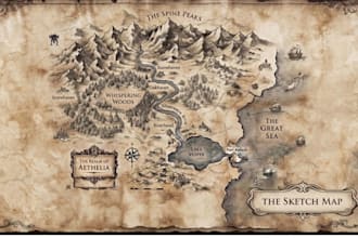design a fantasy road map board game, custom game board, adventure map