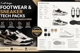 design footwear and sneaker tech packs for shoe manufacturers