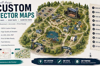 design custom vector map, city map, isometric event map and illustration