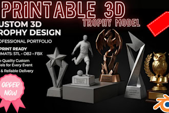 design professional custom trophy award bagdes and medal for 3d design