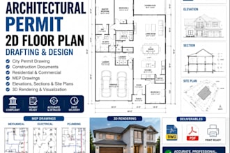 do permit ready architectural, structural, and mep drawings for city permit USA