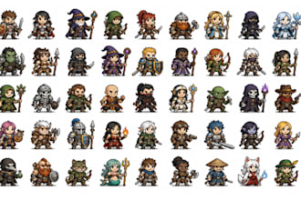 make retro pixel art characters, game assets, and pixel sprites
