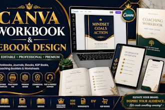 design canva workbook, KDP journal, coaching guide and worksheets