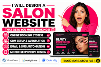 build salon website salon landing page, salon booking website, beauty salon site