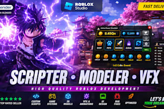 do roblox anime game, roblox blender, uiux, simulator, vfx, roblox ugc design