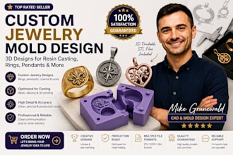 design custom jewelry molds for resin casting, rings and pendants