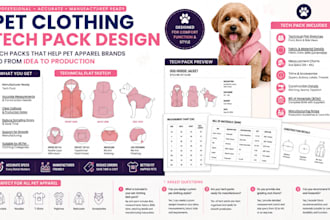 create pet clothing tech packs for dog apparel brands with  ready manufacturer
