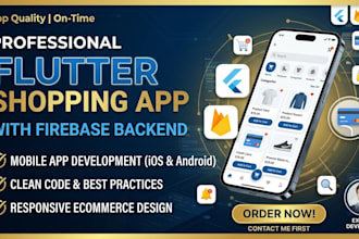 develop a professional flutter shopping app with firebase backend