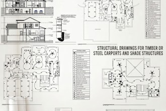 design structural drawings for timber or steel carports and shade structures