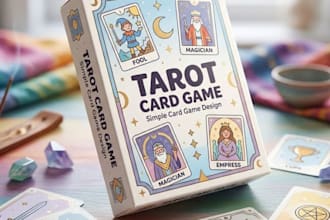 design custom tarot card deck and board game box packaging in print ready files
