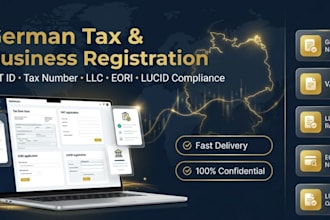 register your german tax number, vat id,  tax, llc, eori and lucide compliance