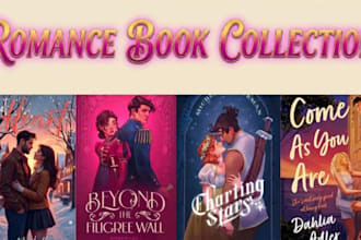 do illustrated romance novel cover, dark romance, book cover fantasy romance,