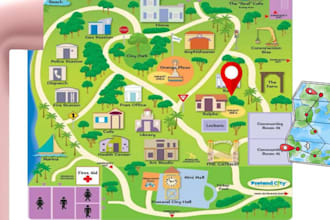 create corporate campus map business park illustration with vectors map