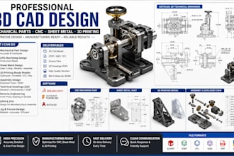 design mechanical parts cnc machining sheet metal and 3d printing cad models
