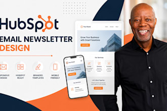 design branded hubspot email newsletter for saas, agencies, hubspot landing page