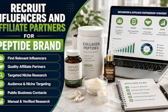 recruit influencers and affiliate partners for peptide brand