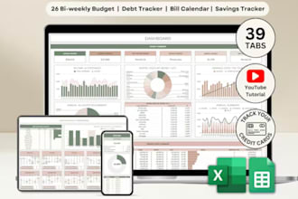 design editable excel, invoice template, google sheets or budget spreadsheet