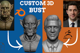 sculpt custom 2d photo to 3d bust likeness 3d head model 3mf for 3d printing