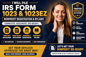 file irs form 1023, 1023ez, nonprofit registration, and bylaws