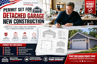 design a permit set detached garage new construction drawing