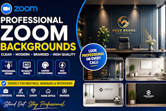 design realistic zoom virtual background with your logo in 3d look