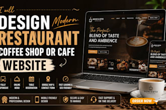 design modern responsive restaurant website coffee shop or cafe website
