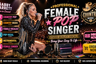 sing pop vocals for your music production, country music, dancehall, rock music