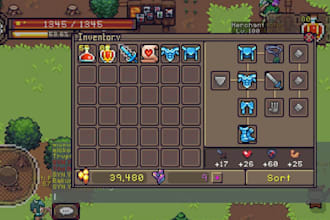 design pixel art UI, hud elements, icons, props and assets for your game