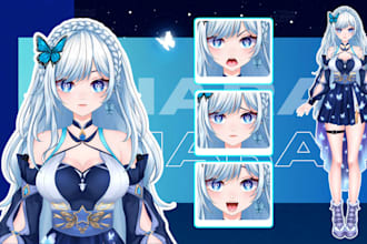 design anime live2d vtuber model, pngtuber, vtube studio, vtuber model png tuber