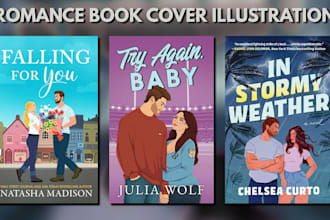 design romance book cover illustration amazon kpd ebook cover romance character