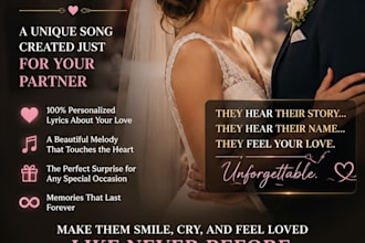 create a romantic wedding song with your names and memories