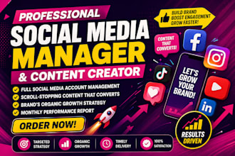 monthly social media management content creator social media post link promotion