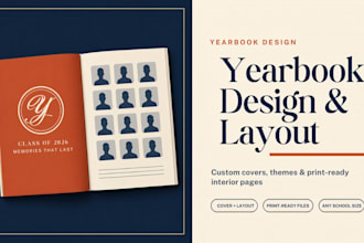 design a graduation yearbook, school yearbook cover, and layout