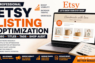 optimize etsy listing SEO, titles, tags, and provide etsy shop audit