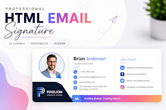 design html email signature, clickable signature for outlook gmail email footer