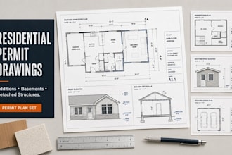 draw house addition, basement, shed and detached structure permit plans