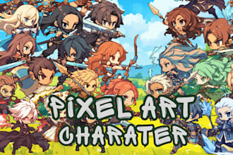 do pixel art character, pixel art sprite sheet and animation, asset for you