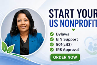 create US nonprofit, bylaws, ein and 501c3 application support, for irs approval