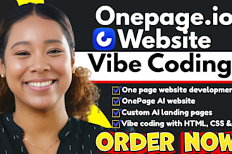 vibe code custom onepage io website design or redesign onepage io landing page