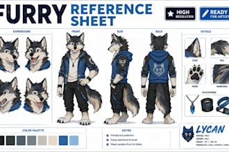 draw vrchat avatar reference sheet vtuber character sheet fursona oc